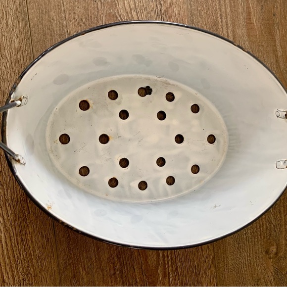 vintage large colander enamel Steel ( Stainless) - Picture 5 of 14